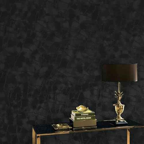 Yasinet Peel and Stick Wallpaper Black Removable Wallpaper Modern Black Contact Paper Dark Thicken Self Adhesive Textured Wall Paper for Cabinets Badroom Waterproof Vinyl 78.7"x 15.7"