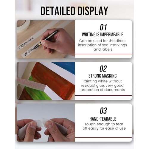 Lichamp Masking Tape 3/4 inch, 4 Pack General Purpose Masking Tape Beige, White Tapes for Painting, Arts, Crafts, 3/4 inch x 55 Yards x 4 Rolls (220 Total Yards)