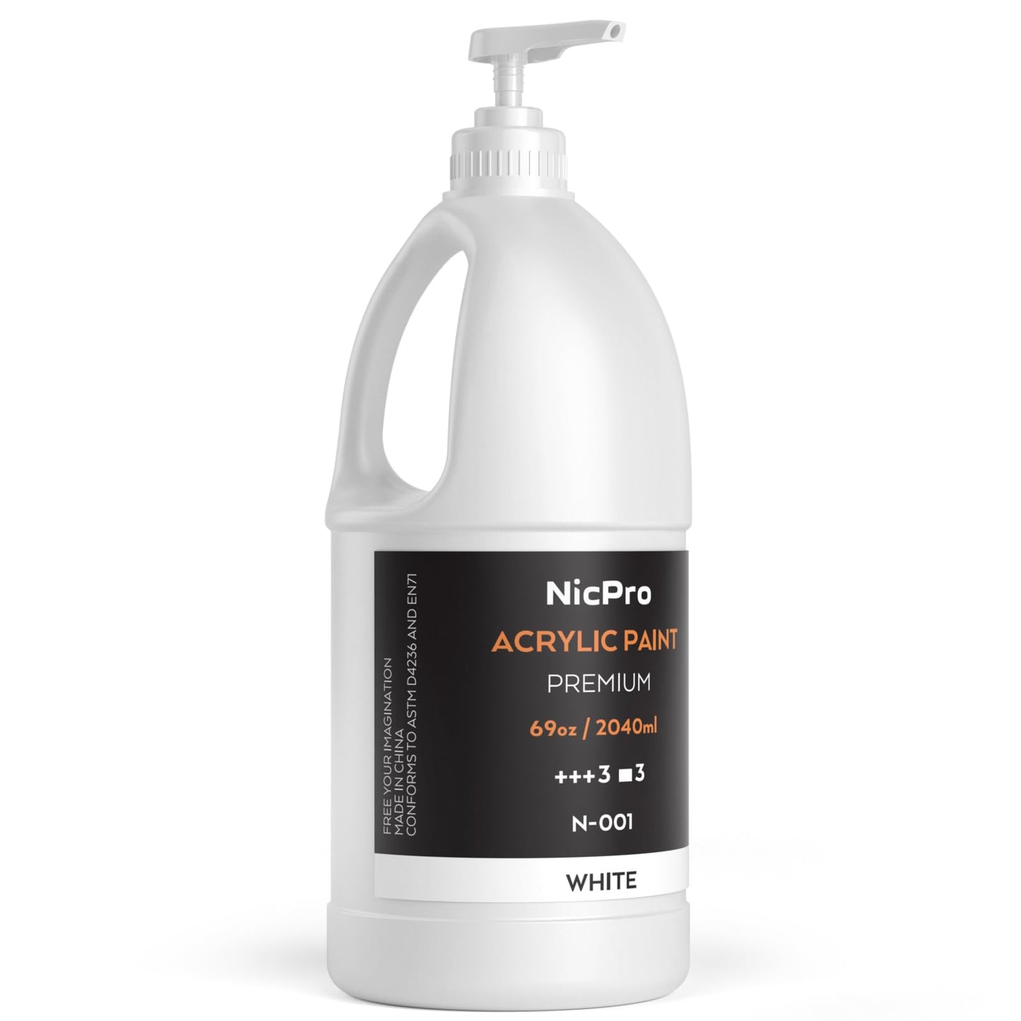 Nicpro White Large Acrylic Paint Set (69 oz, 2040 ml) Rich Art Painting Supplies Non Toxic for Multi Surface, Canvas, Wood, Leather, Fabric Stone Craft, for Beginner & Artist with Pump