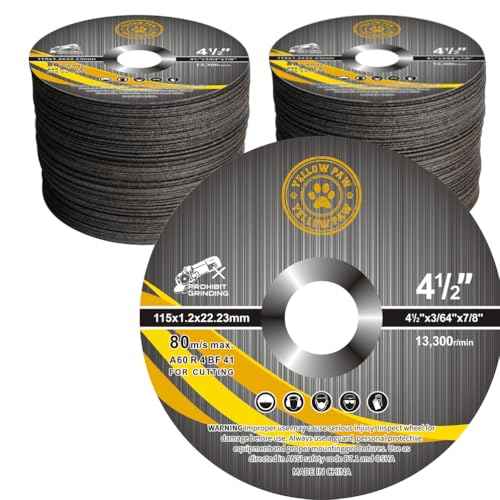 Yellow Paw 4-1/2" Metal Cut Off Wheels (Bulk 200 Pack) Perfect for Cutting Metal & Stainless Steel, Wood, and Plastic - Compatible with Any Angle Grinder - Ultra Thin 0.45" Thickness