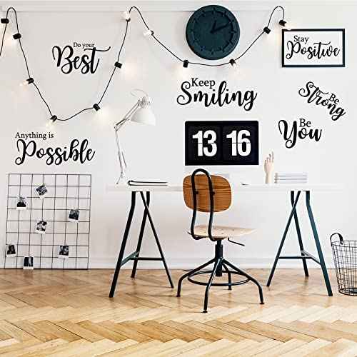 Leinuosen 25 Pcs Inspirational Wall Decal Motivational Quote Peel and Stick Vinyl Wall Quotes Stickers Removable Positive Saying for DIY Bedroom Living Room Office Art Decor