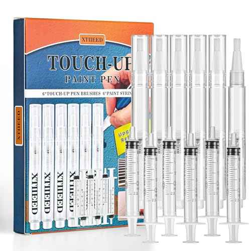 6 Pack Fillable Touch Up Paint Pen, Refillable Brush Pens, Touch up Paint pens for Walls - Wood Floors, Windows, Furniture, Kitchen Cabinet, Suitable for Any Repair