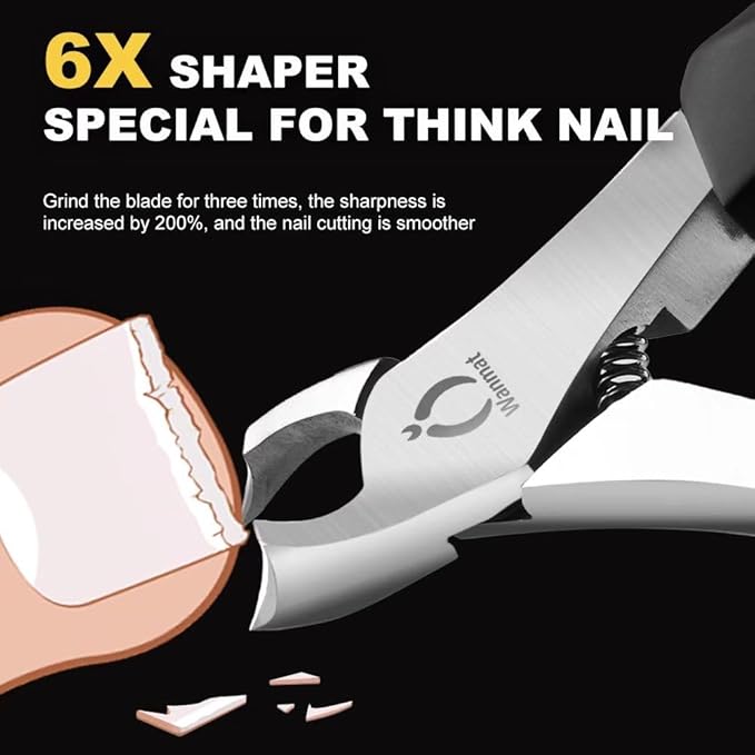 5 in 1 Professional Toenail Clippers for Thinck & Ingrown Nails, Upgraded Podiatrist Toe Nail Clippers for Men, Sharp Blade Nail Cutter Set, Wanmat