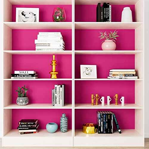 LACHEERY Hot Pink Peel and Stick Wallpaper for Bedroom Dark Pink Contact Paper for Cabinets Peel and Stick Removable Wall Paper Roll for Girls Room Accent Wall Drawers Furniture Waterproof 15.8"x80"