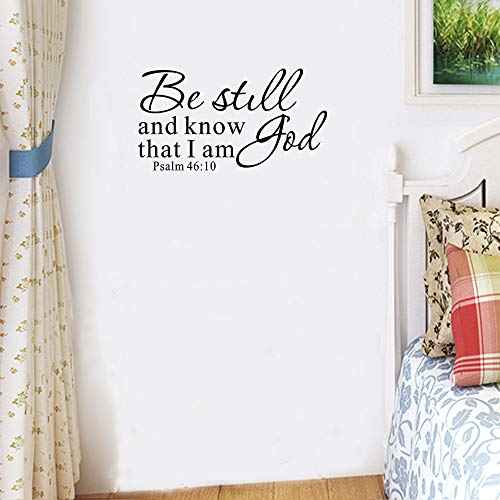 Be Still and Know That I am God Psalm 46:10 Wall Decal Bible Scripture Vinyl Stickers, Removable Religious Art DIY Inspirational Quotes Sticker Mural for Bedroom Living Room Office Home Decoration