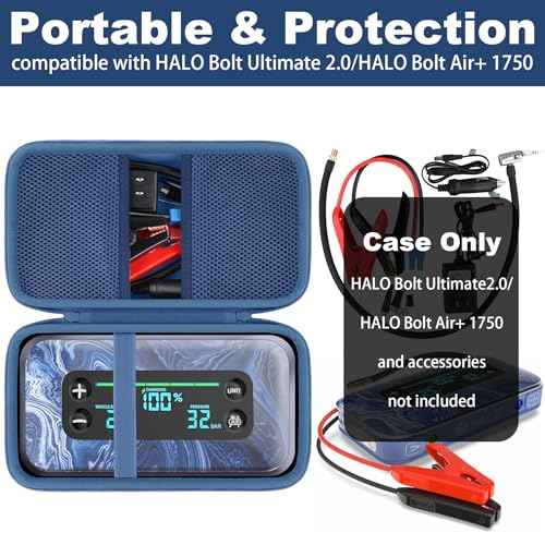 khanka Stroage Case for HALO Bolt Ultimate 2.0/HALO Bolt Air +1750 Portable Car Battery Jump Starter,Case Only (Blue)
