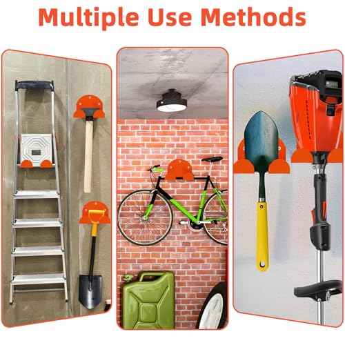 4 Pack Garage Organizer Trimmer Rack, Weed Eater Hanger for Garage Wall, Heavy Duty Power Tool Holder for Grass Trimmer, Weed Wacker, Hedge Trimmer, Garden Tools