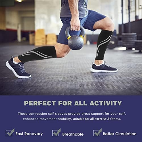 Calf Compression Sleeve for Men & Women 20-30 mmHg, Leg compression Sleeve, Footless Compression Socks (1 or 2Pair)