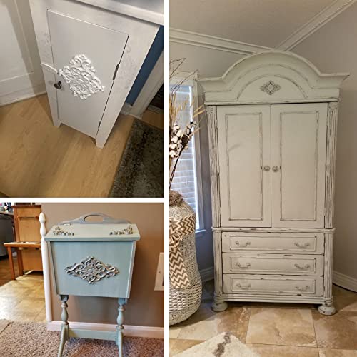 Wood Carved Appliques, 2Pcs Wooden Decorative Onlays, MUXSAM Unpainted Furniture Center Decals for Cabinet Dresser Bed Door Wall Wardrobe Ceiling Decoration Home DIY Project, 15x10.5cm/5.9"x4.13"