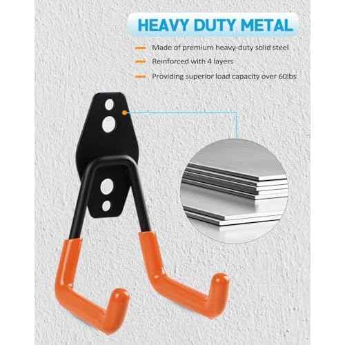 Xislet 4Pcs Jeep Door Hangers Jeep Wall Mount for Door Storage Hangers Compatible with 1956-2025 Jeep Wrangler CJ YJ TJ LJ JK JKU JL JLU JT, Removable Door Storage Holder Garage Hooks Heavy Duty