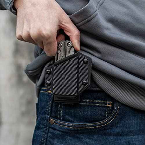 TACTICAL GEEK TX1 Multitool Sheath, EDC Multi Tool Sheath Holder Holster, Adjustable Sheath with Back Clip for Belt, Multi-Tool not Included (Carbon Fiber Grain)