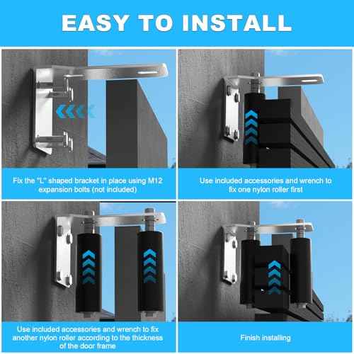 2 Pcs Heavy Duty Sliding Gate Rollers, Adjustable 6" Double Hard Nylon Rollers, Gate Roller Guide, Sliding Gate Kit for Sliding Rolling Gates, Barn Doors(Black, 1/5" Steel)