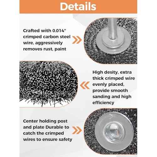 Wire Wheel Brush 2x7/8in for Drill 2Pack, Heavy Duty Carbon Steel Wire Brushes for Rust,Paint,Oxides,Corrosion Removal 1/4in Shank Drill Rotary Attachment