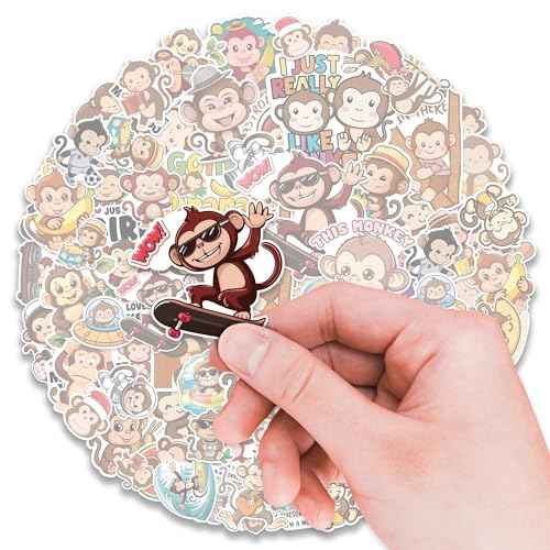 Monkey Stickers 50 Pieces Vinyl Waterproof Decal for Laptop Water Bottle Phone Car Window Bike Motorcycle Stakeboard Scrapbook Monkeys Sticker Gifts for Kid Teen Adult