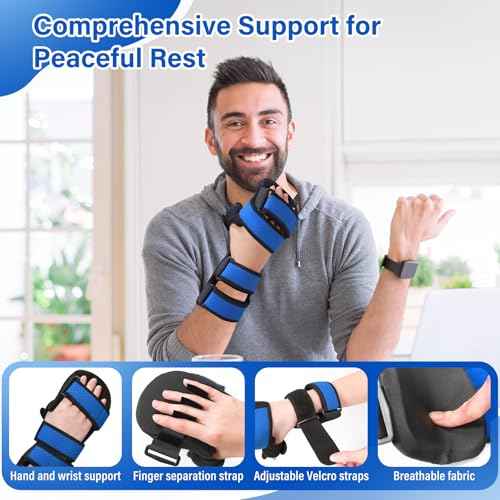 Resting Hand Splint, Hand Contracture Splint for Carpel Tunnel, Stroke Recovery, Arthritis, Tendinitis-Functional Support (Right, Medium)