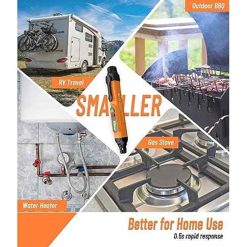 Gas Leak Detector; VITITE Propane and Natural Gas Detector; Mini Portable Gas Alarm to Locate Combustible Gas Leak Sources for Home and RV (Includes 2 Batteries & Carrying Pouch) - Orange