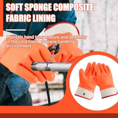 2 Pairs Propane Cylinder Handling Gloves with Chains Double Dipped PVC Forklift Propane Gloves Men Work Waterproof
