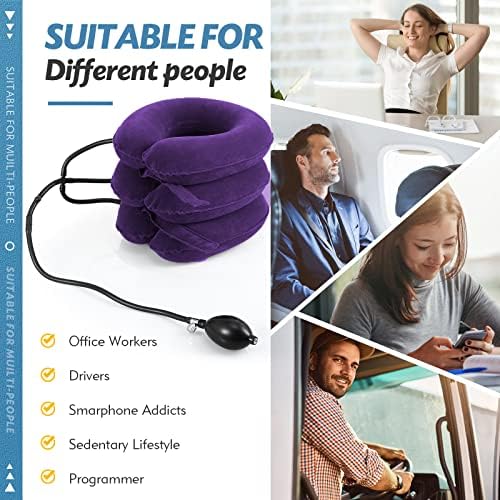 Neck Stretcher, Neck Traction Device, Cervical Traction Device, Neck Pain Relief, Adjustable Inflatable Neck Brace & Neck Stretcher Cervical Traction, Neck Decompression Home Use (Purple)