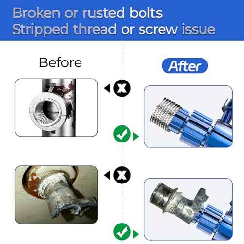 Broken Pipe Extractor Tool, Faucet & Valve Removal Set for 1/2" ?1" Pipes, Stripped Screw and Rusted Bolt Extractor Kit, Heavy-Duty Steel Construction, Blue