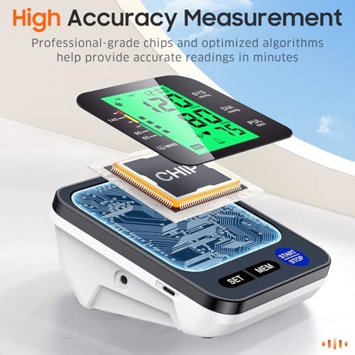 Blood Pressure Monitors for Home Use, Digital Blood Pressure Machine with 3-Color Backlit Hypertension Display, Upper Arm Large Cuff (8.7"-16.5" Adjustable) 2x99 Memory,Easy to use/Travel Black