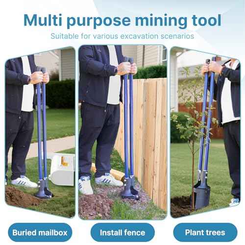 Post Hole Digger, 58 Inch Heavy Duty Manual Posthole Digger with Fiberglass Handle & Carbon Steel Blades for Fence Post, Mailbox, Gardening and Planting