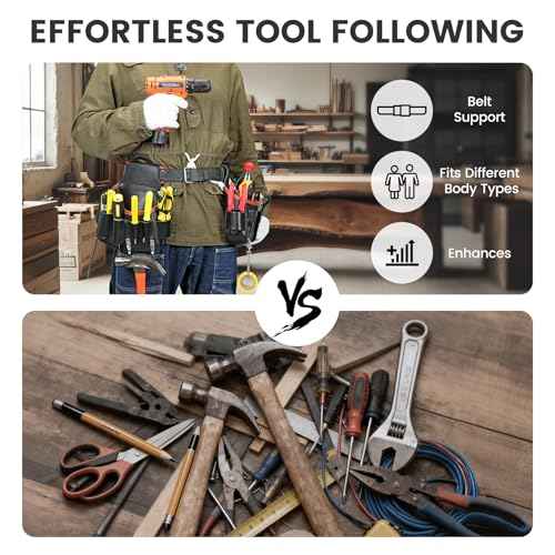 Tool Belt, Heavy Duty Tool Belts for Men,Large Bag Opening for Easy Access,Detachable & Adjustable Tool Pouch Bag for Electrician,Carpenter,Construction,Utility Belt.
