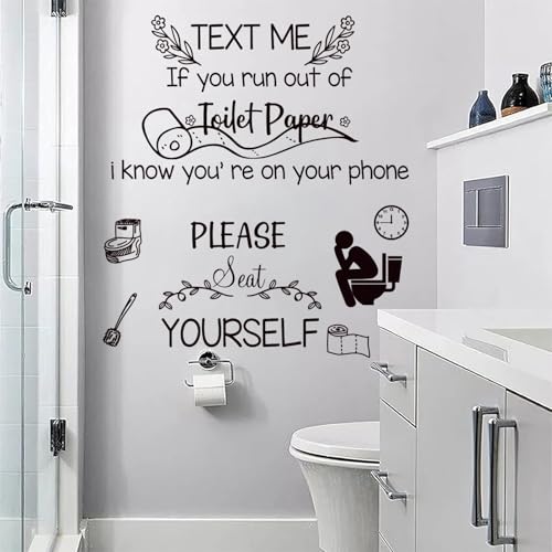 Toilet Woll Decals Sticker Quote Text Me If You Run Out of Toilet Paper Wall Decor Vinyl Wall Decal Home Stickers Vinyl Bathroom Art Decor.