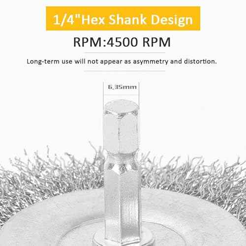 3PC Wire Brush for Drill Set 8 Pack, Wire Wheel for Drill with 1/4 Inch Hex Shank, Drill Wire Brush Set with Carbon Steel Wires for Removing Rust, Paint and Corrosion
