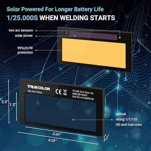 ¡¼Shade 10¡½ Auto Darkening Welding Lens 2x4 1/4, Solar Energy Welding Lens, True Color Blue Welding Lens, 2x4 1/4 Welding Lens Replacement for Standard Welding Hoods and Welding Helmets