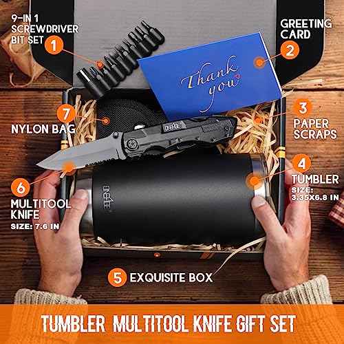 Gifts for Men Dad Brother,Tumbler Multitool Knife Set,Mens Christmas Gift,Gifts for Husband Boyfriend Guy Groomsmen Uncle,Birthday Presents Ideas for Man,Gift for Men Who Wants Nothing