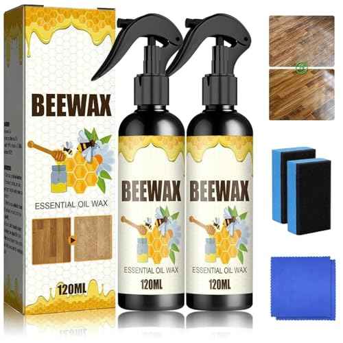 Beewax Essential Oil Wax, 2PCS Beeswax Spray, Beeswax Spray Furniture Polish, Bees wax Wood Polish, Bees wax Care spray & Restorer for Wood Floors, Furniture, Tables, Cabinets