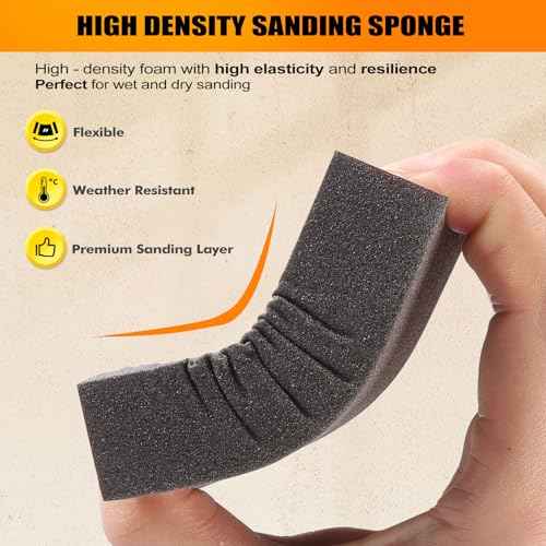 Extra Fine (400 Grit) Manual Sanding Sponge Sheet Kitchen Polishing Grinding Abrasive Sponge Block 4-Inch, 4-Pack