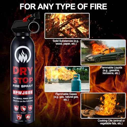 2PCS Fire Extinguisher for Home - Dry Stop Fire Extinguisher Spray, 600g Dry Chemical Fire Extinguisher for Kitchen, Car & Home | Portable, Fights Grease, Electrical & Vehicle Fires