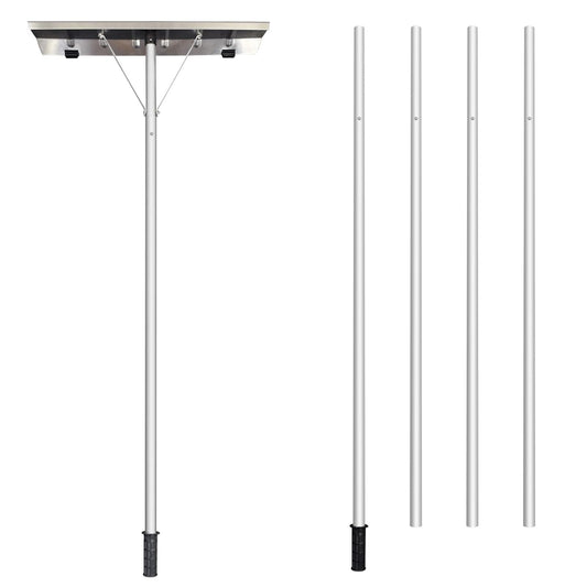 Snow Roof Rake - 4-20FT Extendable Snow Rake for House Roof, Aluminum Snow Removal Rake with 5 Lightweight Tubes, 25.5" Wide Blade Snow Shovel Roof Rake Easy Removal Ice Debris
