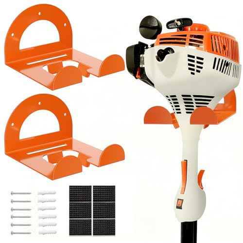 Weed Eater Hanger, Garage Organizer Trimmer Rack Wall Mount, Garden Power Tool Holder Garage Hooks for Grass Trimmer, Hedge Trimmer, Leaf Blower and Chainsaw Storage, 2 Pack