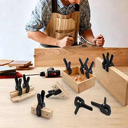 Coideal Black Plastic Spring Clamps, 8 Pack 4.5 Inch Large Nylon Spring Clips Heavy Duty Clamp with Metal Pins for Backdrop Art Crafts Woodworking Background