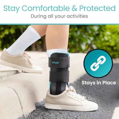 Vive Ankle Stirrup Brace - Air Gel Stabilizer for Ankle Sprain, Tendonitis Support for Men & Women - Right & Left Foot -Achilles Tendon Compression Relief -Fracture Treatment - Hot & Cold Therapy