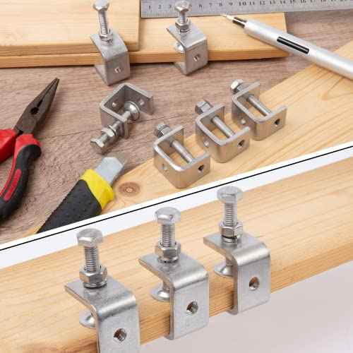 2 Pack 304 Stainless Steel Small C Clamps 1 Inch Mini C-Clamps Heavy Duty With Wide Jaw Opening for Woodworking and Welding Mounting (30mm)