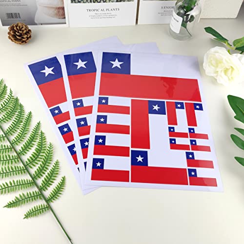 QQSD Chile Flag Sticker Chilean Decal in Multiple Sizes, 3 Pack, 11.7 x 8.3 Inches
