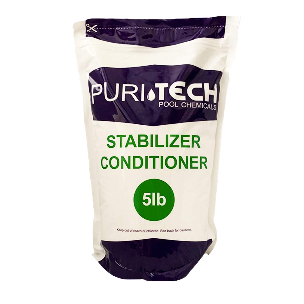 Puri Tech Pool Chemicals Stabilizer & Conditioner – 100% Cyanuric Acid for Pools and Spas, UV Protection for Chlorine Dissipation, Fast Acting - 5 lb