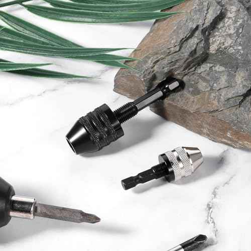 2 PCS Keyless Drill Chuck for Impact Driver, 1/4 Inch Hex Shank Drill Chuck Fast Change Converter Extension Drills Bit Adapter Keyless Chucks, Chucks Conversion Adapter in 0.3-6.5mm, 0.3-3.6mm