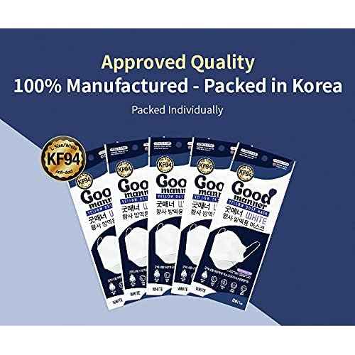 Good Manner Premium Protective Mask 5EA, Large, White/Black/Grey/Pink/Beige, Made in Korea (Grey)