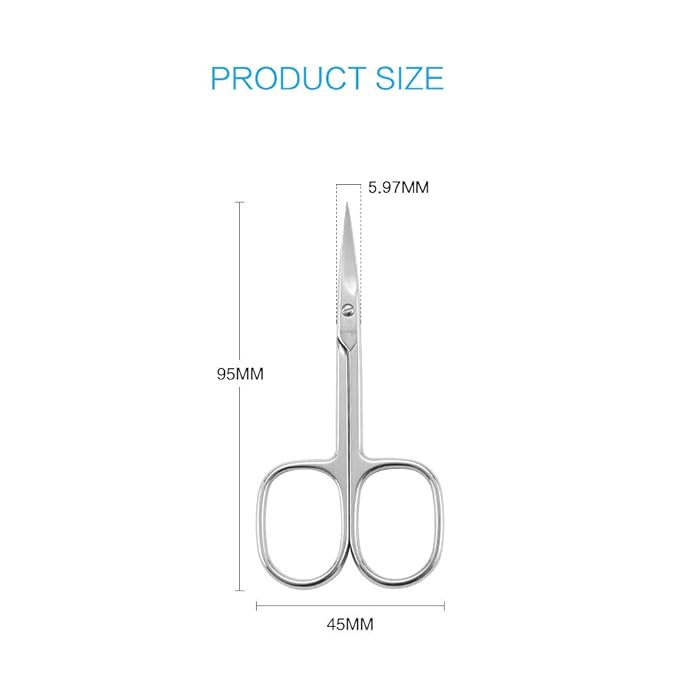 LIVINGO Premium Manicure Nail Scissors, Multi-purpose Stainless Steel Cuticle Beauty Grooming Kit for Eyebrow, Eyelash, Dry Skin Curved Blade 3.5 inch