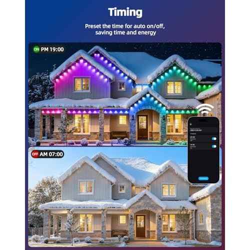 REYLAX 50FT Permanent Outdoor Lights with 30 LED Lights, RGB+IC Eaves Lights, IP67 Waterproof, Multi Scenes for Outdoor Christmas Holidays Decor, Works with APP & Remote Control, White