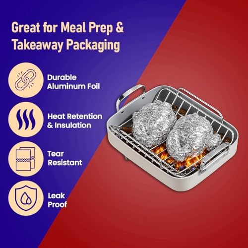 Urban Box Co.Standard Aluminum Foil Roll 18"x500' (1 Pack), Commercial Grade Silver Foil Wrap, Heat Resistant,Tear -Resistant, Extra Strong for Catering, Baking, Cooking & Food Service Use