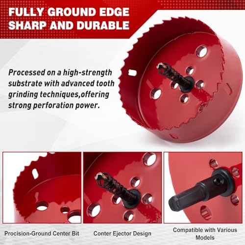 Blulu 4 Set 2/3/4/6 Inch Hole Saw for Recessed Lights and Can Lights, Bi-Metal with Dust Bowl Gard Carbide Hole Saw Set with Drill Bits for Wood, Plywood, Plaster Drywall, PVC, Thin Metal