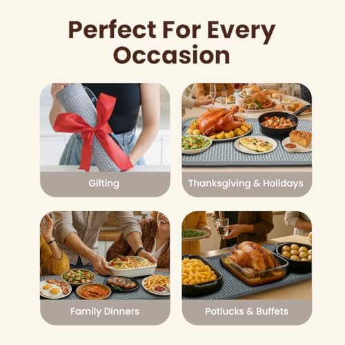Plateful Warming Mat for Food - Food Warming Mat for Buffets Party, Electric Heating Trays/Pad Warmer for Countertop, Warm Tray to Keep Plates Hot for Kitchen, Party