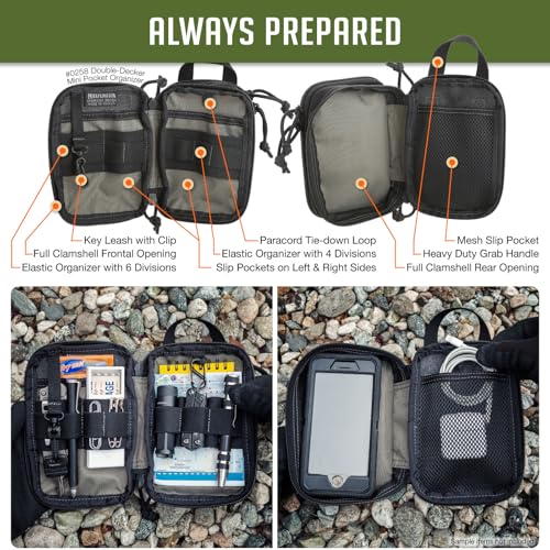MAXPEDITION Double-Decker Mini Pocket Organizer (4¡± x 2.5¡± x 6¡±) EDC Pouch, Tactical Tool Pouch for Organization, MOLLE Accessories for Everyday Carry, 0258