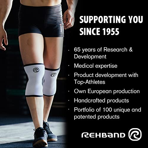 Rehband 7mm Power Max Knee Compression Sleeve for Strength Sports, Competition Grade, Neoprene Knee Sleeves for Bodybuilding & Heavy Powerlifting, Colour:Blue - 1 Pair, Size:Small