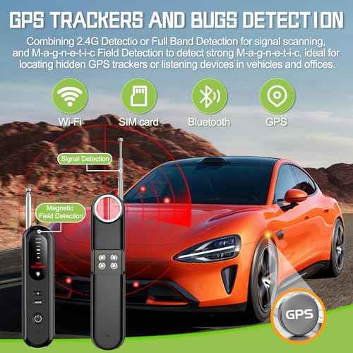 Hidden Camera Detector for Travel, RF Bug Detector & Camera Scanner Detectors for Bugged Cameras, GPS Trackers? Hotel/Public Restroom/Car, Bug Detectors and Spy Cameras Finder for Women and Men, Black